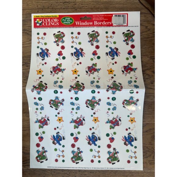 Static Cling Window Borders Color Clings Christmas Theme Snowmen 7 Ft Total Leng - Picture 1 of 2
